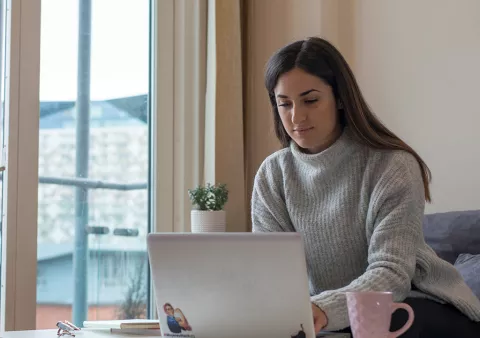 woman infront of computer