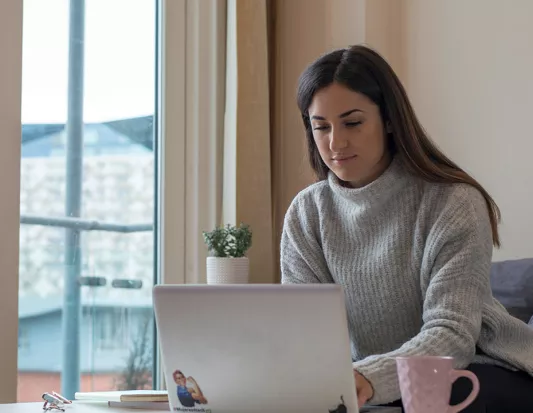 woman infront of computer